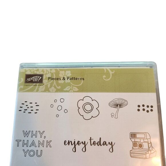 Stampin' Up! PIECES & PATTERNS Stamp Set of 14 143843 Dinosaur Mushroom Bear - Picture 2 of 4